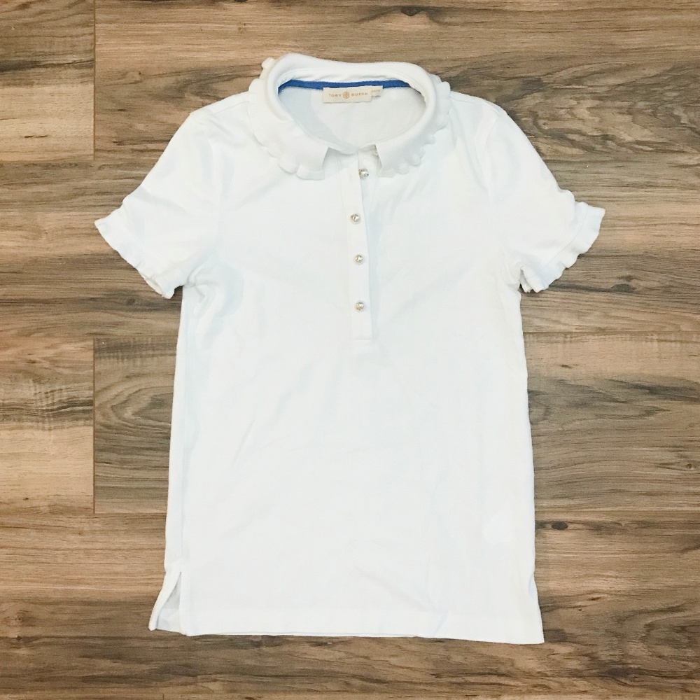 TORY BURCH Lacey Short Sleeves Polo Shirt White XS
